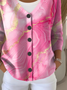 Women's Abstract Print Casual V-Neck Button Long Sleeve Cardigan