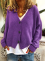 Women's Casual V-Neck Button Long Sleeve Cardigan
