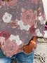 Women's Long Sleeve T-shirt Spring/Fall Pink Floral Printing Crew Neck Holiday Going Out Casual Top