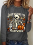 Women's Just Waiting for Halloween Funny Long Sleeve T-Shirt