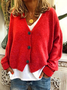 Women's Casual V-Neck Button Long Sleeve Cardigan
