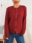 Crew Neck Casual Cotton Cardigan