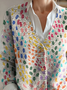 Colorful Polka Point Art Print Buttoned V-neck Cardigan Sweater