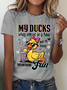 Funny Ducks Not in a Row Sarcastic Print T-Shirt