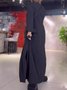 Women's Long Sleeve Spring/Fall Black Plain Split Joint V Neck Daily Going Out Vintage Maxi A-Line Shirt Dress Dress