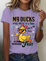 Funny Ducks Not in a Row Sarcastic Print T-Shirt