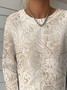 Women's Lace Pattern Crew Neck Sweater Casual Comfort Regular Pullover Sweatshirt