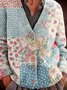 Women's Retro Floral Pattern V-Neck Cardigan Casual Comfort Regular Sweatshirt Jacket