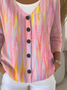 Women's Abstract Print Casual V-Neck Button Long Sleeve Cardigan