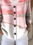 Women's Abstract Print Casual V-Neck Button Long Sleeve Cardigan