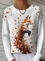 Women's Autumn Pattern Crewneck Sweater Casual Comfort Regular Pullover Sweatshirt