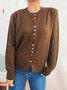 Crew Neck Casual Cotton Cardigan