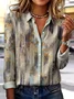 Women's Striped Colorblock Pattern Long-Sleeved Shirt Loose And Comfortable Regular Top