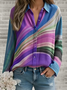 Women's Geometric Pattern Long Sleeve Shirt Loose and Comfortable Regular Top