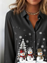 Women's Christmas Pattern Long Sleeve Shirt Loose and Comfortable Regular Top