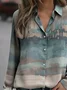 Women's Geometric Gradient Pattern Long Sleeve Shirt Loose and Comfortable Regular Top