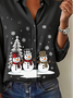 Women's Christmas Pattern Long Sleeve Shirt Loose and Comfortable Regular Top