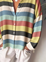 Women's Striped Colorblock Pattern Long-Sleeved Shirt Loose And Comfortable Regular Top