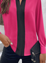 Women's Colorblock Pattern Long Sleeve Shirt Loose and Comfortable Regular Top