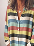 Women's Striped Colorblock Pattern Long-Sleeved Shirt Loose And Comfortable Regular Top