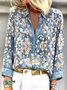Women's Artistic Pattern Long Sleeve Shirt Loose and Comfortable Regular Top