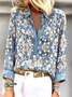 Women's Artistic Pattern Long Sleeve Shirt Loose and Comfortable Regular Top