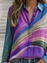 Women's Geometric Pattern Long Sleeve Shirt Loose and Comfortable Regular Top