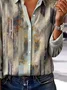 Women's Striped Colorblock Pattern Long-Sleeved Shirt Loose And Comfortable Regular Top