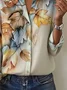Women's Autumn Maple Leaf Pattern Long Sleeve Shirt Loose and Comfortable Regular Top