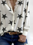 Women's Star Pattern Long Sleeve Shirt Loose and Comfortable Regular Top