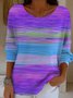 Casual Regular Fit Ombre V Neck T-Shirt