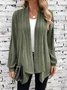 V Neck Plain Casual Cardigan