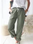 Women's Casual Loose Pocket Solid Color Trousers