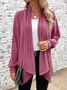 V Neck Plain Casual Cardigan