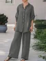 Casual Plain Stand Collar Two-Piece Set