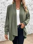V Neck Plain Casual Cardigan