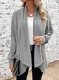 V Neck Plain Casual Cardigan