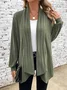 V Neck Plain Casual Cardigan