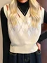 Women's Autumn And Winter V-Neck Diamond Knitted Vest Autumn And Winter Outer Wear Waistcoat