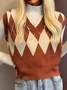 Women's Autumn And Winter V-Neck Diamond Knitted Vest Autumn And Winter Outer Wear Waistcoat
