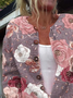 Women's Floral Print Casual Long Sleeve Button Cardigan Sweater