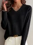 Women's Autumn And Winter V-Neck Sweater Top Versatile Threaded Bottoming Shirt