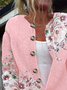 Women's Floral Print Casual Long Sleeve Button Cardigan Sweater