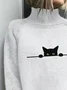 Cat Simple Turtleneck Regular Fit Sweater
