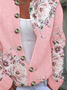 Women's Floral Print Casual Long Sleeve Button Cardigan Sweater