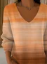 Women's Long Sleeve T-shirt Spring/Fall Orange Abstract Printing V Neck Daily Going Out Casual Top