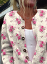 Women's Floral Print Casual Long Sleeve Button Cardigan Sweater