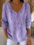 Bird Casual Cotton V Neck Sweater
