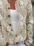 Women's Floral Print Casual Long Sleeve Button Cardigan Sweater