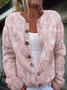 Women's Printed Casual Long Sleeve Button Cardigan Sweater